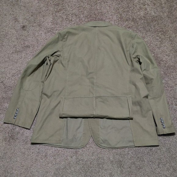 LL Bean Sport Coat Men 50 T Tan Blazer Safari Field Jacket Military Elbow Patch - Picture 4 of 8